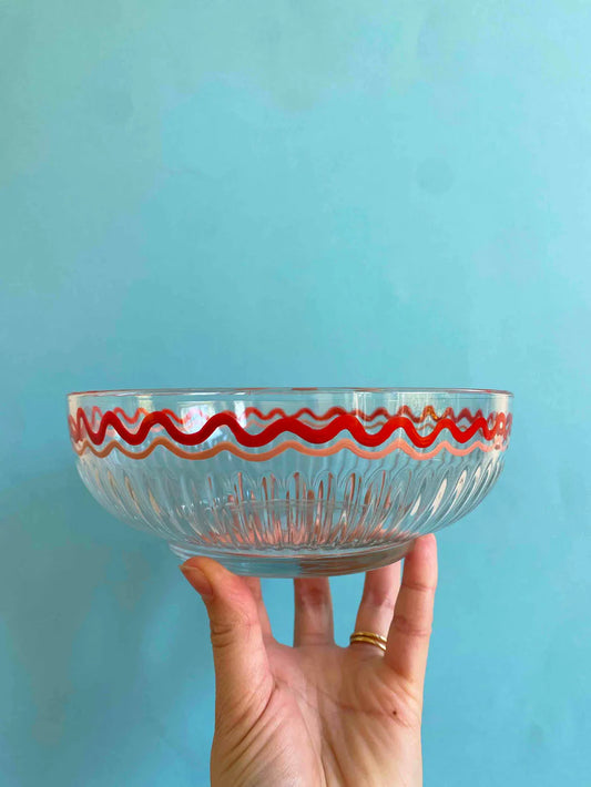 Pink & Red Wiggle Ribbed Small Bowl